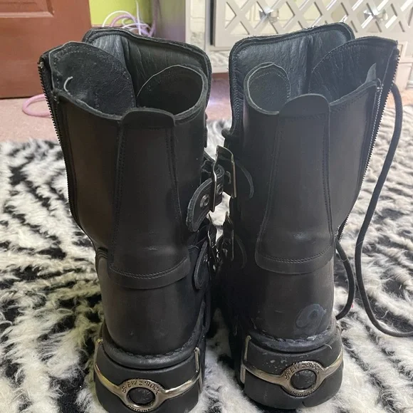 Black New Rock Reactor Combat & Moto Boots - Picture 2 of 5